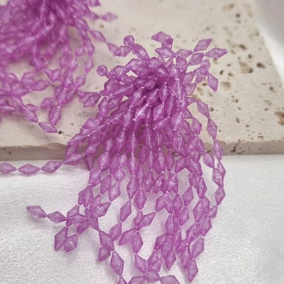 New ANTHRO Lavender beaded Waterfall fringe tassel drop earrings - Picture 5 of 11